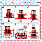 1 Pcs Shes Ready to Pop 3 Tier Cupcake Stand in red, blue, white, alternate view 4