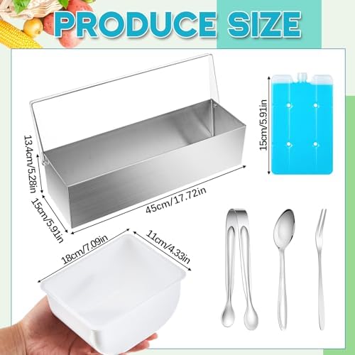1 Pcs Stainless Steel 4Slot Chilled Condiment Caddy with 4 Ice Boxes, alternate view 3