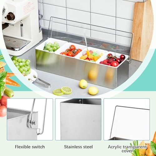 1 Pcs Stainless Steel 4Slot Chilled Condiment Caddy with 4 Ice Boxes, alternate view 4
