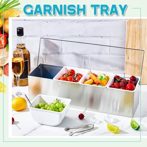 1 Pcs Stainless Steel 4Slot Chilled Condiment Caddy with 4 Ice Boxes, alternate view 6