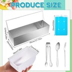 1 Pcs Stainless Steel 6Slot Chilled Condiment Caddy with 4 Ice Boxes in silver and white, alternate view 3