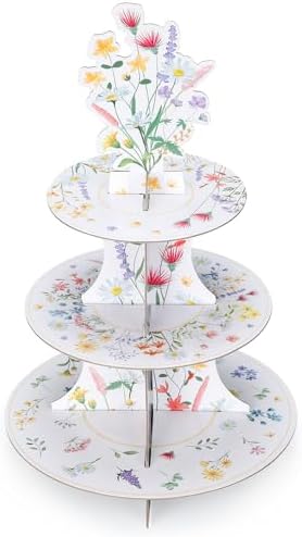 1 Pcs Wildflower Party Decorations 3 Tier Floral Cupcake Stand in Bright Color