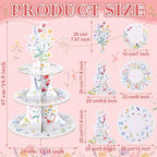 1 Pcs Wildflower Party Decorations 3 Tier Floral Cupcake Stand in Bright Color, alternate view 3