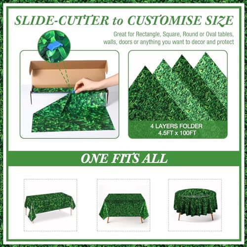 1 Roll 100x4.5 Ft Green Leaves Photography Backdrop Grass Tablecloth in 100x4.5 Ft, alternate view 4