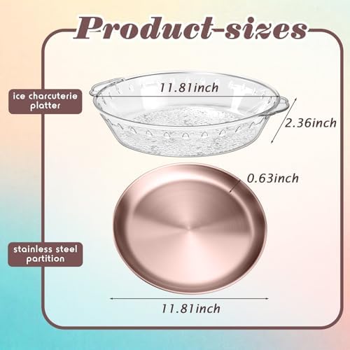1 Set 11.8" Chilled Serving Tray Compartments for Parties, Rose Gold in Rose Gold, alternate view 3