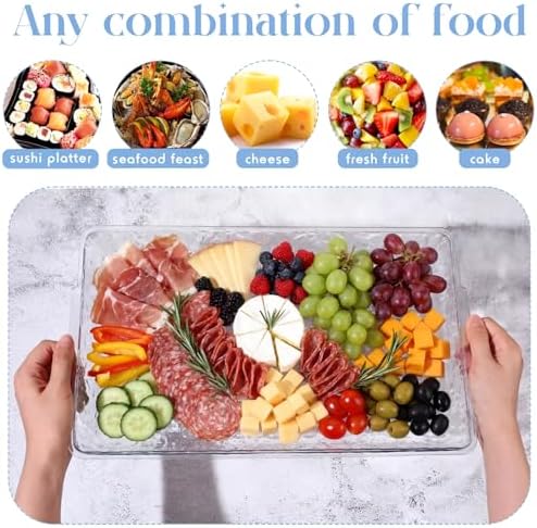 1 Set 16" x 9" Chilled Serving Tray with Compartments, Clear in Clear, alternate view 4