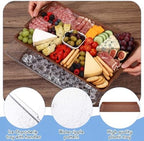 1 Set 16" x 9" Plastic Chilled Serving Tray for Parties, Dark Wood in Dark Wood, alternate view 5