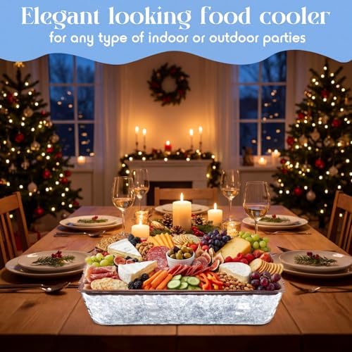 1 Set 16" x 9" Plastic Chilled Serving Tray for Parties, Dark Wood in Dark Wood, alternate view 6