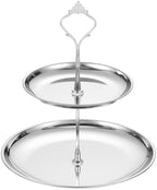 1 Set 2-Tier Cupcake Stand Holder, Round Tiered Serving Tray Stainless Steel Cup Cake Stand for Dessert Fruit
