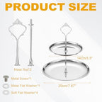 1 Set 2-Tier Cupcake Stand Holder, Round Tiered Serving Tray Stainless Steel Cup Cake Stand for Dessert Fruit, alternate view