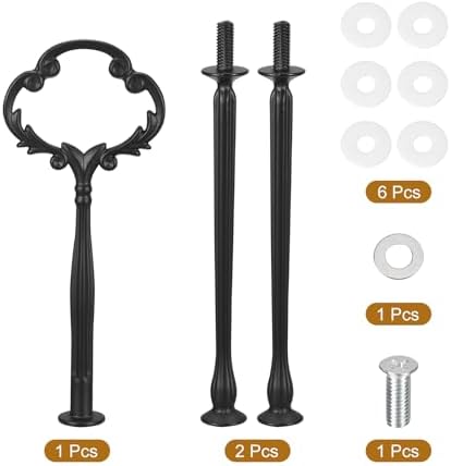 1 Set 3-Tier Cupcake Stand Hardware Handles Cake Plate Stand in Black, alternate view 5