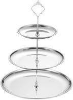 1 Set 3-Tier Cupcake Stand Holder, Round Tiered Serving Tray Stainless Steel Cup Cake Stand for Dessert Fruit