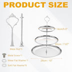 1 Set 3-Tier Cupcake Stand Holder, Round Tiered Serving Tray Stainless Steel Cup Cake Stand for Dessert Fruit, alternate view