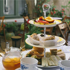 1 Set 3-Tier Leaf Cake Stand Centre Handle Fittings for Home Use in Silver, alternate view 2