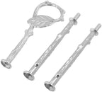 1 Set 3-Tier Leaf Cake Stand Centre Handle Fittings for Home Use in Silver, alternate view 4