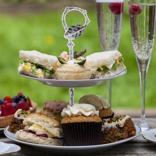 1 Set 3-Tier Leaf Cake Stand Centre Handle Fittings for Home Use in Silver, alternate view 6