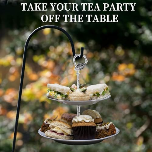 1 Set 3-Tier Leaf Cake Stand Centre Handle Fittings for Home Use in Silver, alternate view 7