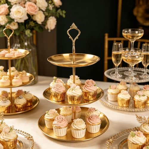 1 Set 3 Tier Stainless Steel Cupcake Stand Holder, Tiered Dessert Display Tower for Wedding, Birthday, Party &, alternate