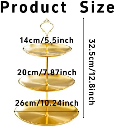 1 Set 3 Tier Stainless Steel Cupcake Stand Holder, Tiered Dessert Display Tower for Wedding, Birthday, Party &, alternate