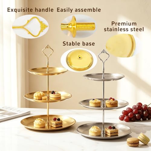 1 Set 3 Tier Stainless Steel Cupcake Stand Holder, Tiered Dessert Display Tower for Wedding, Birthday, Party &, alternate
