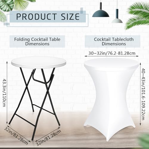 1 Set 32"x43" High Top Folding Cocktail Tables & Covers, White in White, alternate view 3