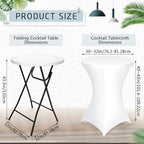 1 Set 32"x43" High Top Folding Cocktail Tables & Covers, White in White, alternate view 3