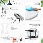 1 Set 32"x43" High Top Folding Cocktail Tables & Covers, White in White, alternate view 4