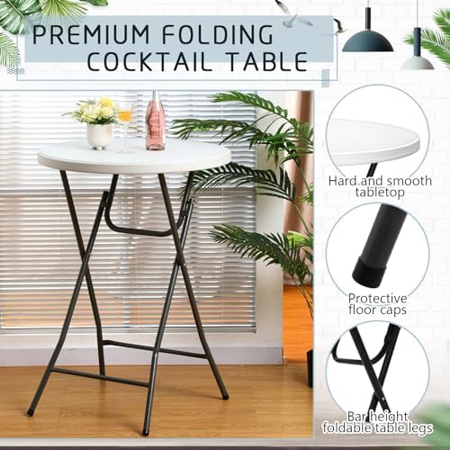 1 Set 32"x43" High Top Folding Cocktail Tables & Covers, White in White, alternate view 5
