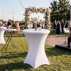 1 Set 32"x43" High Top Folding Cocktail Tables & Covers, White in White, alternate view 6