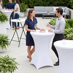 1 Set 32"x43" High Top Folding Cocktail Tables & Covers, White in White, alternate view 7