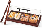 1 Set Rectangular Cake Tray with Lid, 14" X 6" X 4", Wooden in Brown