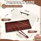 1 Set Rectangular Cake Tray with Lid, 14" X 6" X 4", Wooden in Brown, alternate view 3