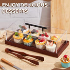1 Set Rectangular Cake Tray with Lid, 14" X 6" X 4", Wooden in Brown, alternate view 5