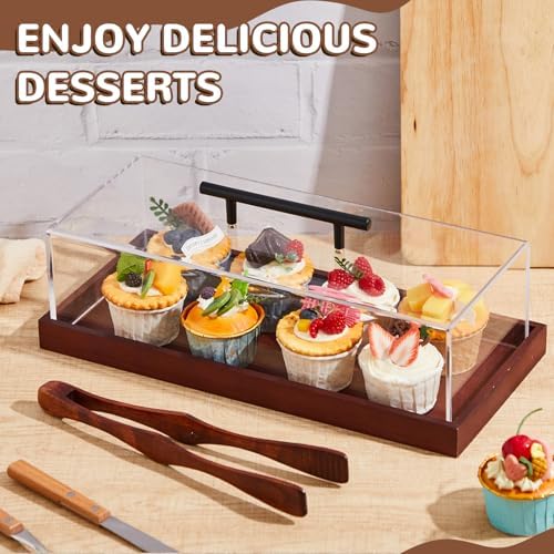 1 Set Rectangular Cake Tray with Lid, 14" X 6" X 4", Wooden in Brown, alternate view 5