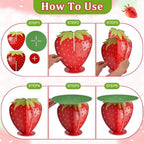 1 Set Strawberry Cake Stand Red Wooden Cupcake Display Tiered Printed Plywood Dessert Holder Display for Summer, alternate