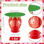 1 Set Strawberry Cake Stand Red Wooden Cupcake Display Tiered Printed Plywood Dessert Holder Display for Summer, alternate