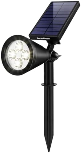 1 Solar Spot Lights Outdoor for Flag Pole Garden Yard, White in White