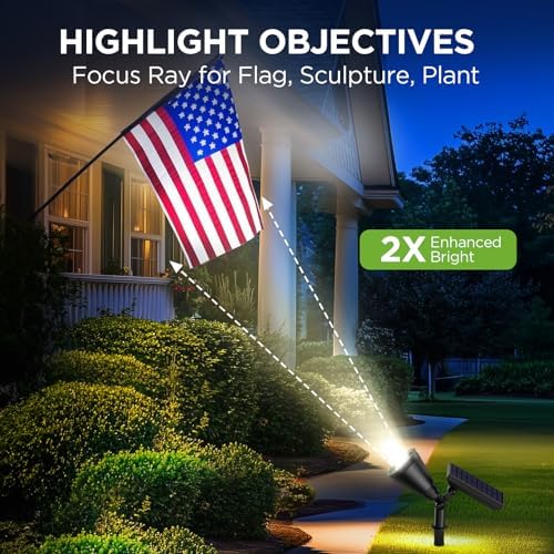 1 Solar Spot Lights Outdoor for Flag Pole Garden Yard, White in White, alternate view 3