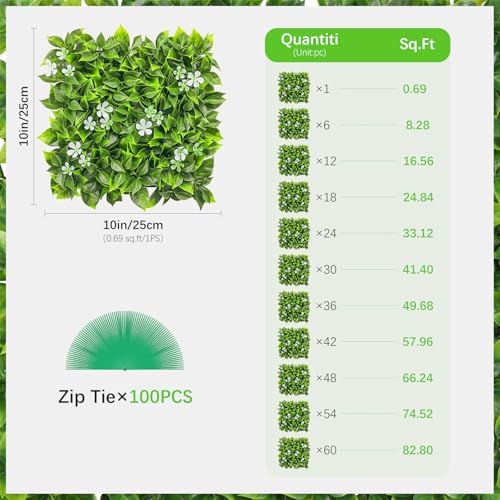 10"×10" Artificial Grass Wall Panels 12pcs Greenery Backdrop Wall Panel, alternate view 2