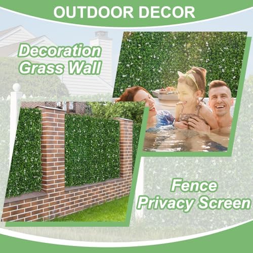 10"×10" Artificial Grass Wall Panels 12pcs Greenery Backdrop Wall Panel, alternate view 7