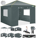 10×10 Easy Setup Pop Up Canopy Gazebo with Mesh Windows 2.0, Grey in Grey
