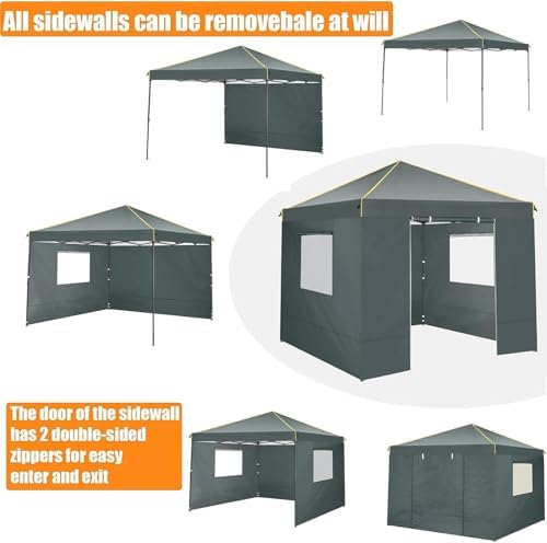 10×10 Easy Setup Pop Up Canopy Gazebo with Mesh Windows 2.0, Grey in Grey, alternate view 5