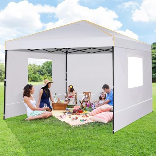 10×10 Easy Setup Pop Up Canopy Gazebo with Mesh Windows 2.0, White in White, alternate view 2