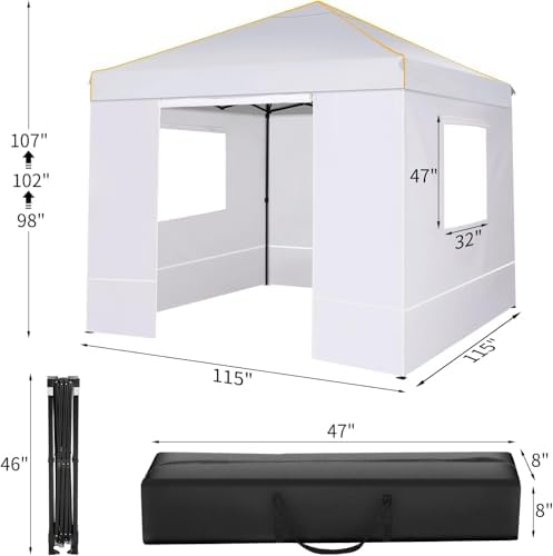 10×10 Easy Setup Pop Up Canopy Gazebo with Mesh Windows 2.0, White in White, alternate view 3