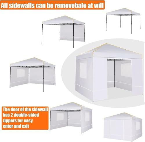 10×10 Easy Setup Pop Up Canopy Gazebo with Mesh Windows 2.0, White in White, alternate view 5