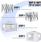 10×10 Easy Setup Pop Up Canopy Gazebo with Mesh Windows 2.0, White in White, alternate view 6