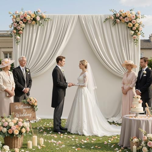 10×10ft Beige Backdrop Curtain for Weeding Parties, Wrinkle-Free Fabric Drape for Baby Shower, Birthday Party, alternate view
