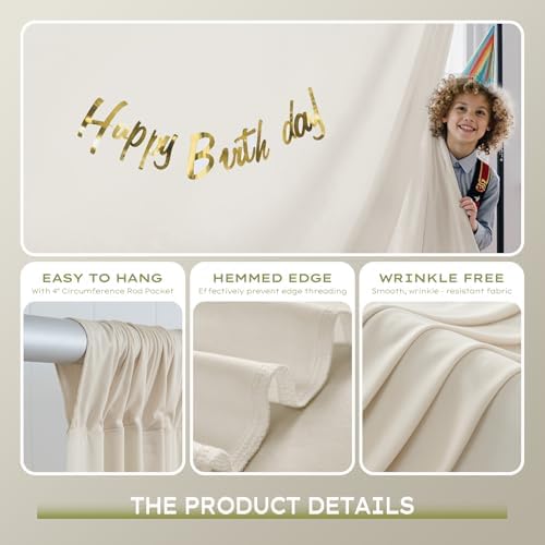 10×10ft Beige Backdrop Curtain for Weeding Parties, Wrinkle-Free Fabric Drape for Baby Shower, Birthday Party, alternate view