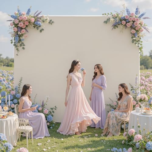 10×10ft Beige Backdrop Curtain for Weeding Parties, Wrinkle-Free Fabric Drape for Baby Shower, Birthday Party, alternate view