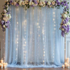 10×10ft Blue Tulle Backdrop Curtain with Lights String for Parties, Sheer Photo Curtain Backdrop Drapes for, alternate view 2